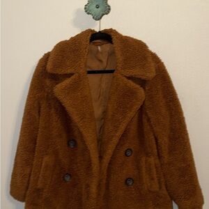 Free People Cozy Brown Teddy Coat
